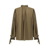 INTO THE EAST 25 Autumn/Winter Moss Green Lace-Up Silk Top/Spliced Layered Silk Skirt ITE-E1DGAW002GR20TP-LV Top
